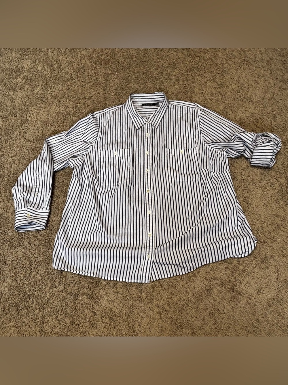 Lauren ralph lauren button-down shirt women’s 3X white/navy EUC classic casual